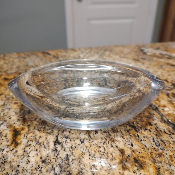 VTG Signed Val St. Lambert France Wave Crystal Clear Ashtray Trinket Dish - Picture 4 of 15